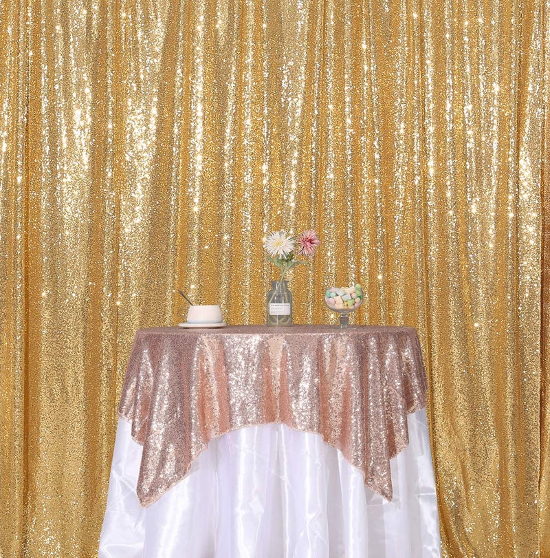 SquarePie Sequin Backdrop 8FT x 8FT Gold Background Sparkly Curtain for Wedding Party - Image 4